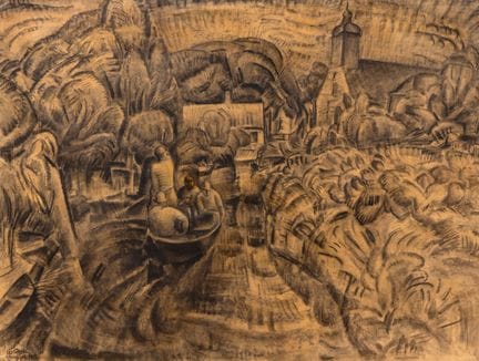 Leo Gestel (1881-1941) Canal du village avec batea