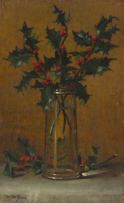 Willem Witjens (1884-1962) «Jarrón con acebo», óle