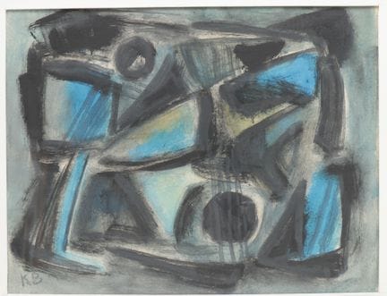Signée KBA. Composition abstraite à l'aquarelle et