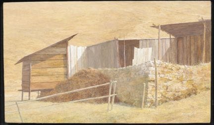Peter Durieux (né en 1951) « Grange près d'un mure