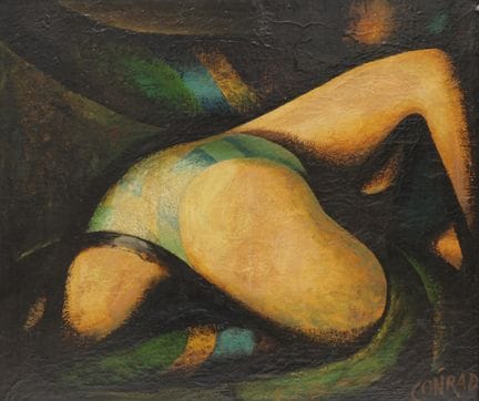 Conrad  Nu féminin, huile sur toile, signé en bas 