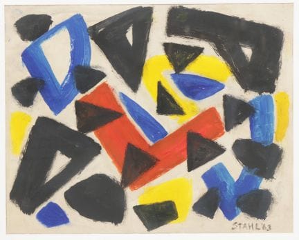 Signé Stahl '63. Composition abstraite à la gouach
