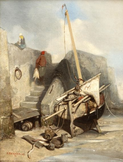 Louis Adolphe Hervier (1818-1879) « Bateau de pêch