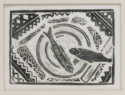 Peter Alma (1886-1969) : « Deux poissons », gravur