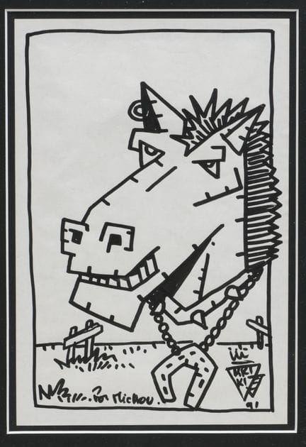 Kriki (né en 1965), « Le Cheval », encre, signé en