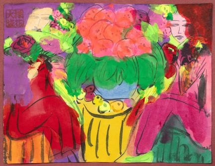 Wallase Ting (1929-2010) Femmes, fruits et fleurs,