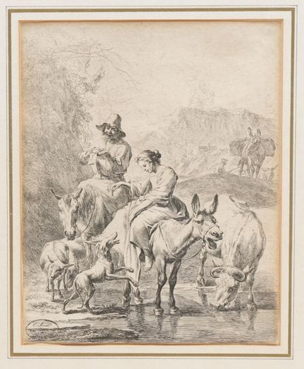 Nicolaes Berchem (1620-1683) « Bergère à dos d'âne