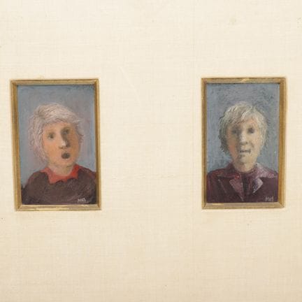 Han Mes (né en 1936) Double portrait sur deux pann