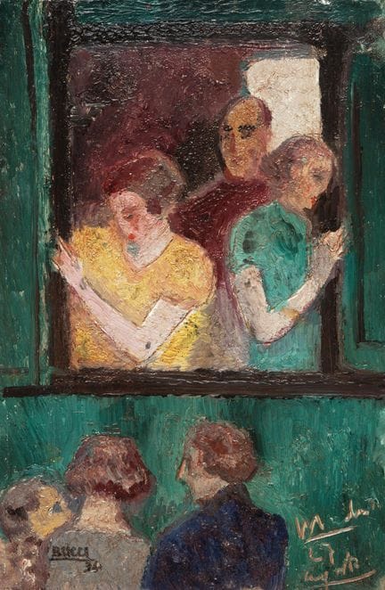 Antonio Bucci (1887-1955) Personnages près d'une f