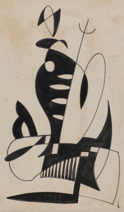 Dessin à l'encre monogrammé « JTR » sans titre, no