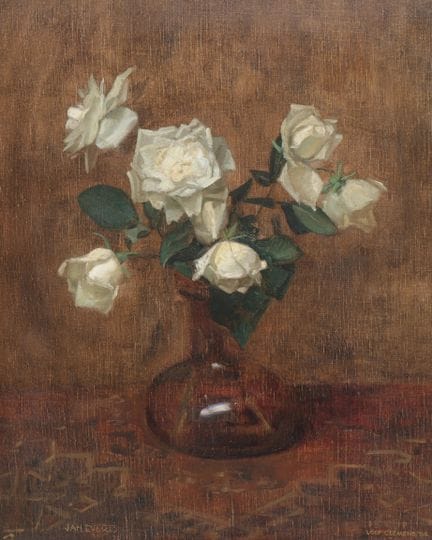 Jan Everts (1899-1993) «Rosas blancas en un jarrón