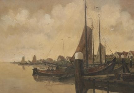 D. Jongsma (XXe siècle) Vue de Volendam, huile sur