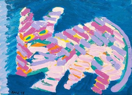 Karel Appel (1921-2006) »« Resting cat », acryliqu