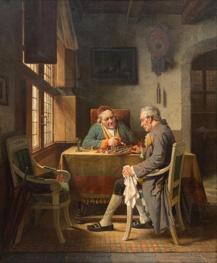 Charles Meer Webb (1830-1895)Le jeu d'échecs huile