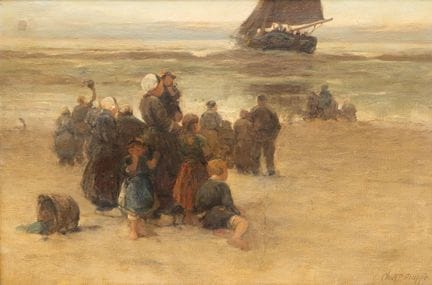 Charles Paul Gruppe (1860-1940) Le départ des pêch