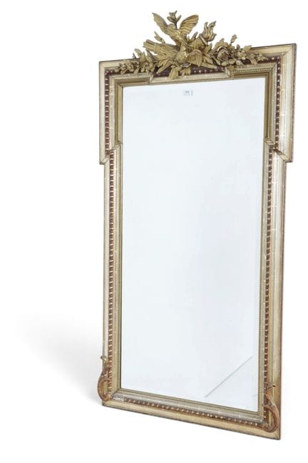 Specchio sfaccettato con cornice dorata in stile L