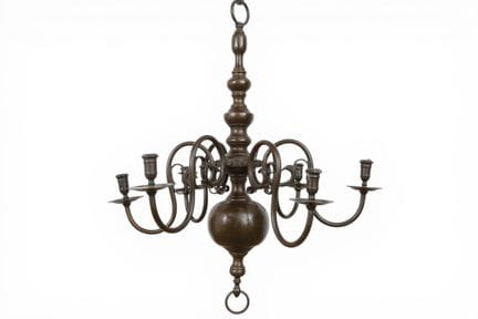 Corona di candelieri in bronzo, 1800 circa, con se