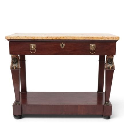 Mesa consola de madera de caoba, estilo Imperio, «