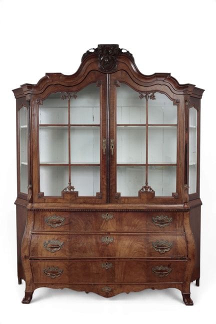 Vitrina de porcelana de madera de nogal, estilo Lu