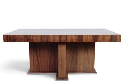 Mesa de madera de nogal, Art Déco, con base en for
