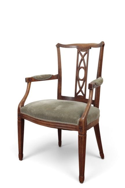 Poltrona in legno di olmo in stile Luigi XVI, XIX 