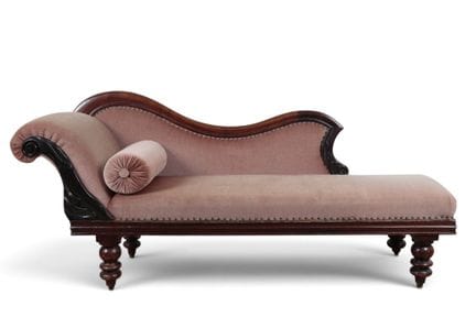 Inghilterra, chaise longue in legno di mogano, XIX