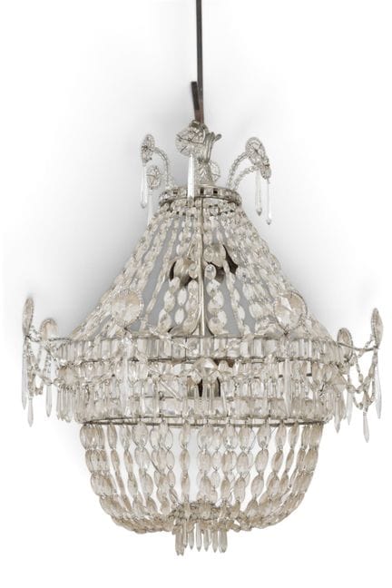 Lampada a corona a cinque luci, 1900 circa, con pe