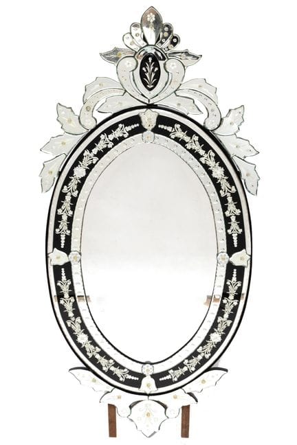 Specchio veneziano con vetro ovale a faccette, cor