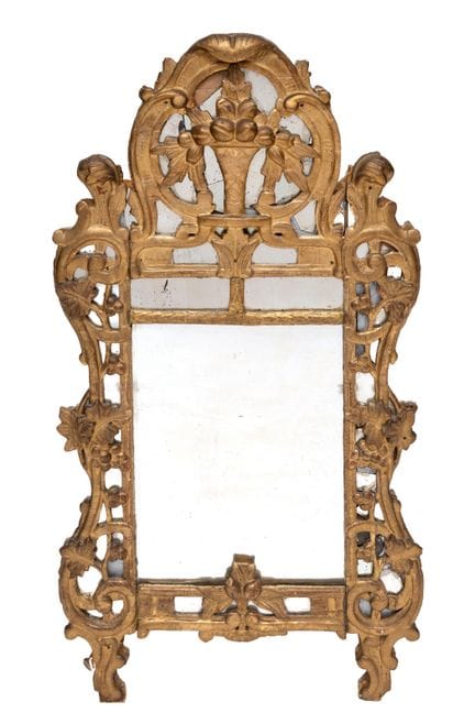 Specchio con cornice dorata, stile Luigi XV-XVI, 1