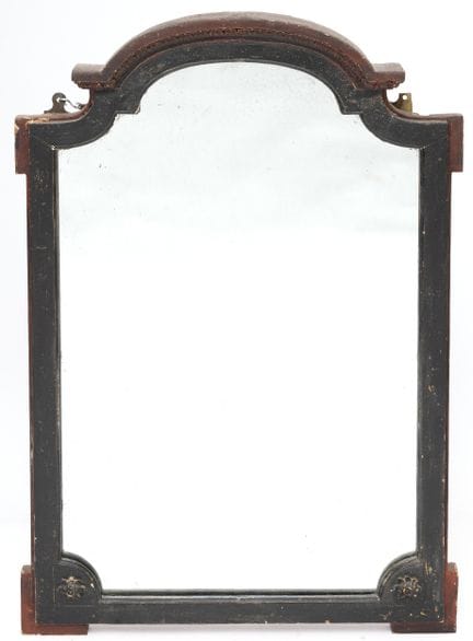 Specchio con cornice in legno laccato nero e rosso