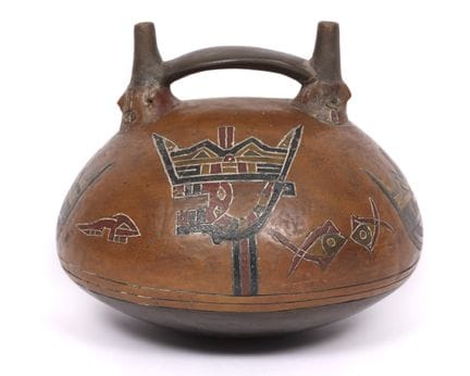 Paru, Paracas, a terracotta spouted stirrup vessel