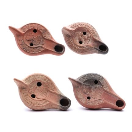 A collection of Tunisian Terra Chiara Oil Lamps, 2