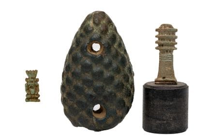 Egypt, three faience amulets, Late Period, ca. 700