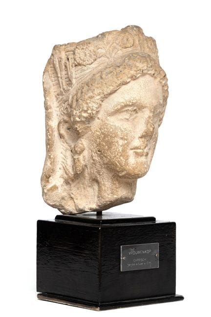 Cyprus, a fine limestone female head, Hellenistic 