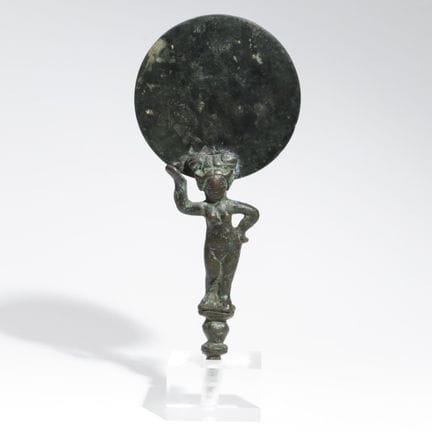 Espejo romano de bronce, aproximadamente del siglo