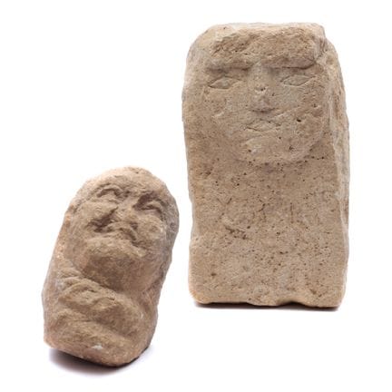 Two antique stone fragments of stelae, possibly fr