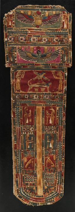 Egitto, grande cartonnage raffigurante un pannello
