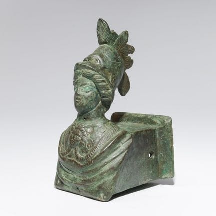 Aplique romano de bronce con un busto de Atenea, c