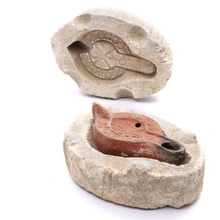 Rare complete Roman plaster mold and paired Terra 
