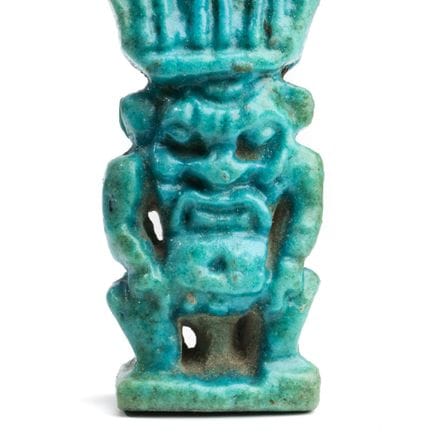 Egitto, amuleto di Janus Bes in faianza blu, Perio