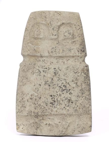 Ecuador, Valdivia, a gray limestone slab figure, c