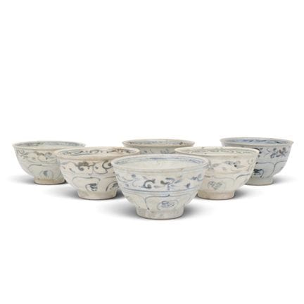 Vietnam, a set of six blue-and-white "Hoi An Cargo