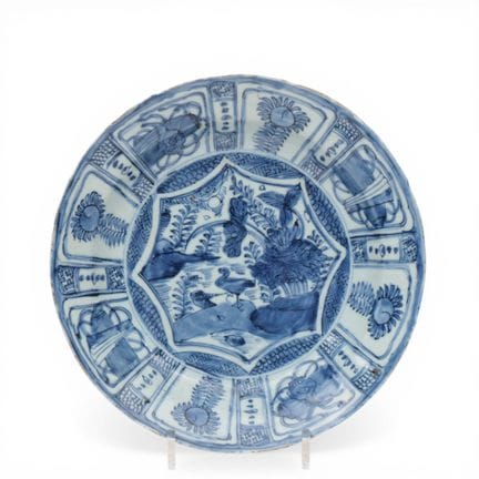 China, a blue-and-white "crackle porcelain" dish, 