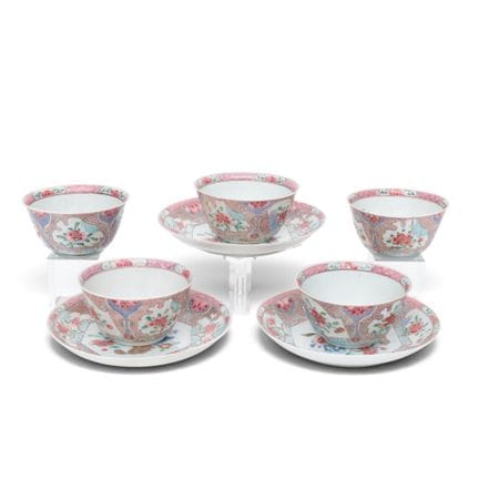 China, a set of five famille rose porcelain cups a