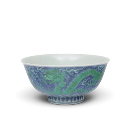 China, a blue-ground porcelain "dragon" bowl, mode