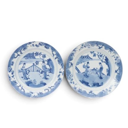 China, two similar blue-and-white porcelain plates