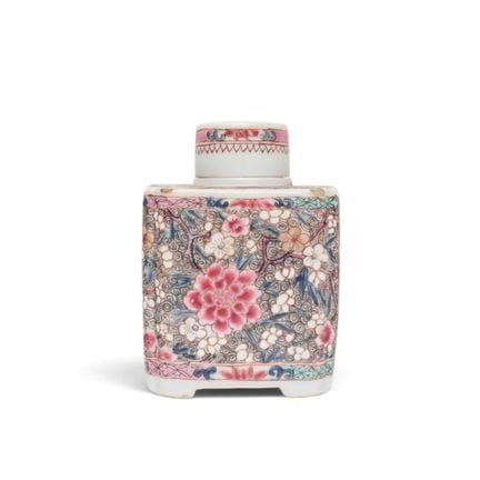 China, a famille rose porcelain tea caddy and lid,