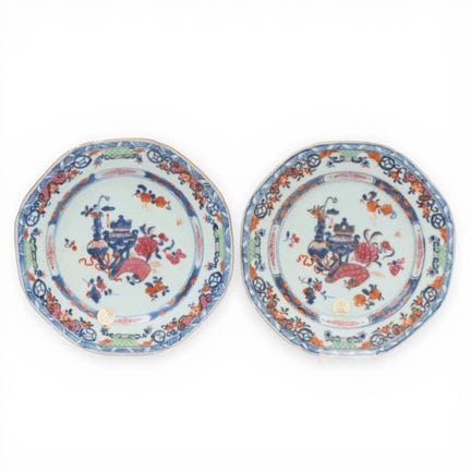 China, a pair of famille rose porcelain octagonal 