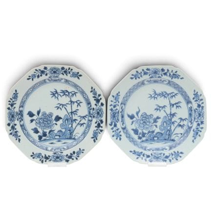 China, pair of blue-and-white porcelain octagonal 