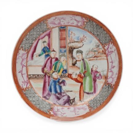 China, a "famille rose" plate with a Mandarin patt